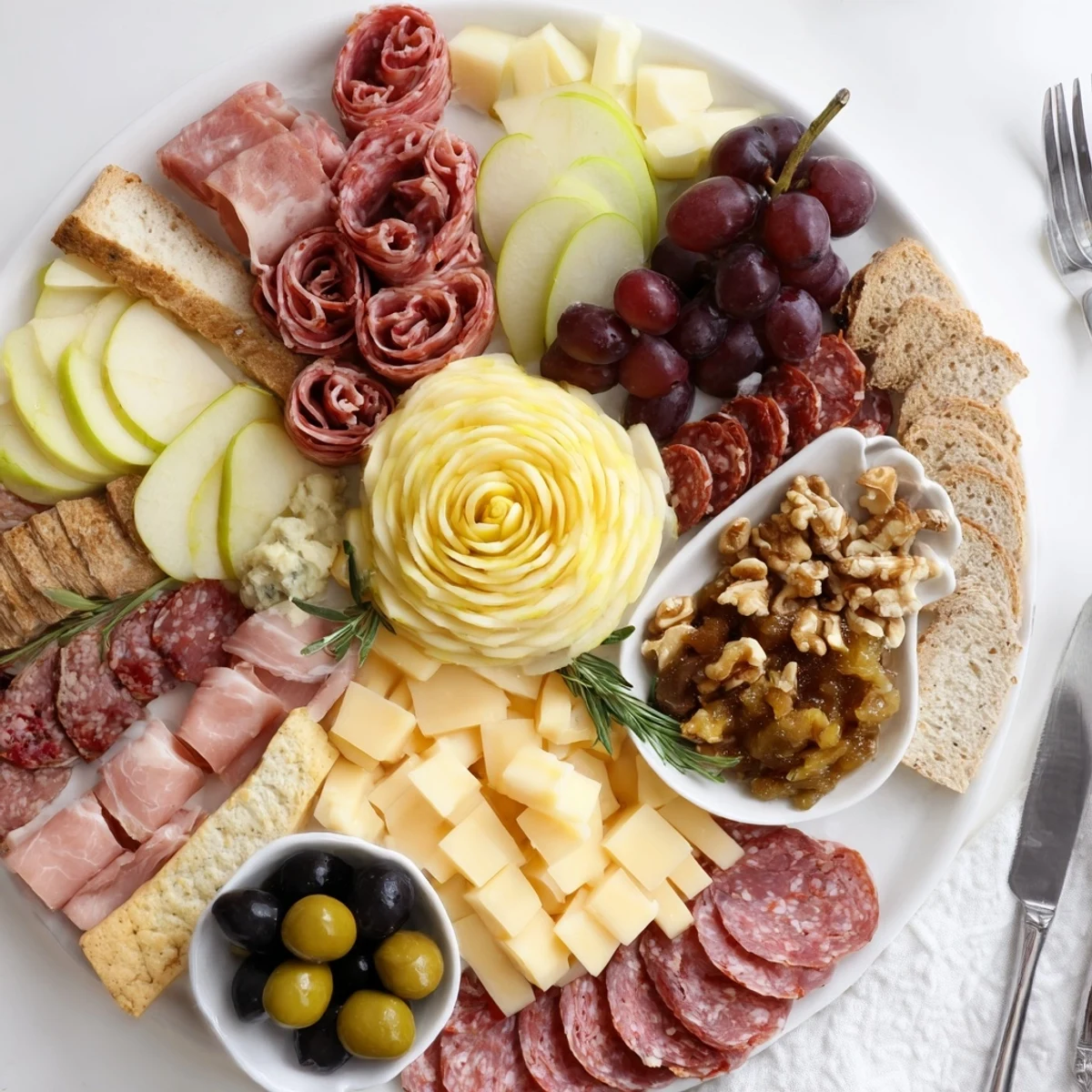 Charcuterie Board Apple Rosettes