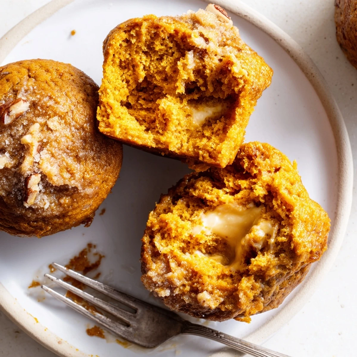 Moist pumpkin muffins stuffed with creamy maple filling, perfect for autumn gatherings.  