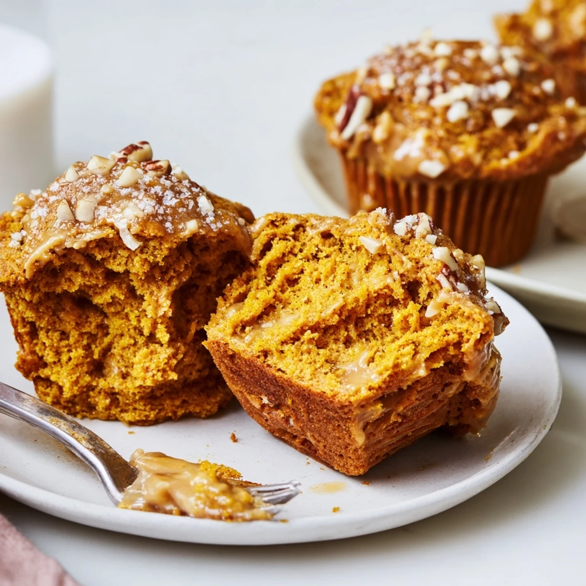 Warmly spiced pumpkin muffins featuring a rich maple cream center for cozy mornings.  