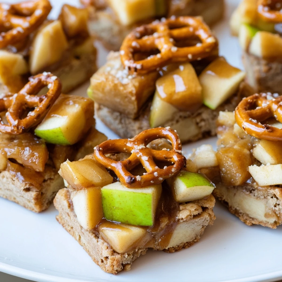 Caramel Apple Spicy Pretzel Bars