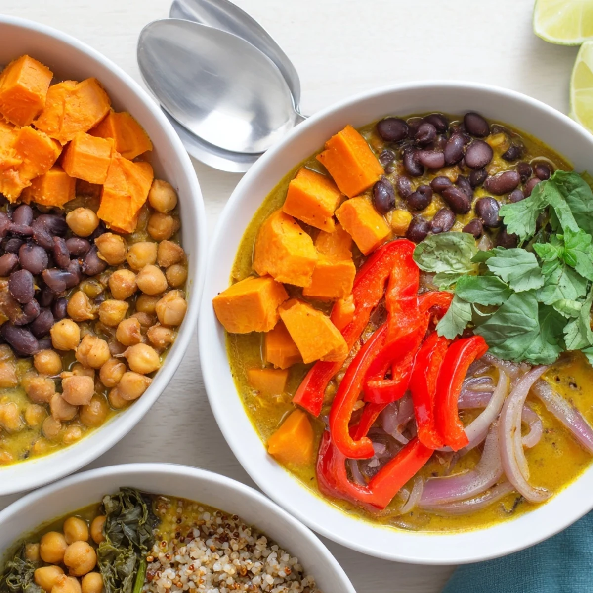 Vibrant Single-Pan Global Curries showcasing rich colors and fresh ingredients in an elegant bowl.  