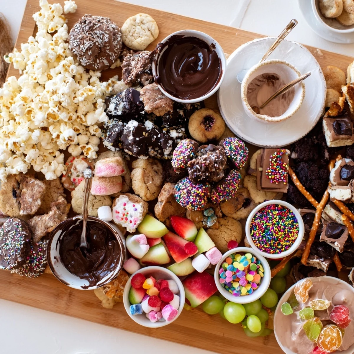 A vibrant dessert board with themed snacks, perfect for festive gatherings.  