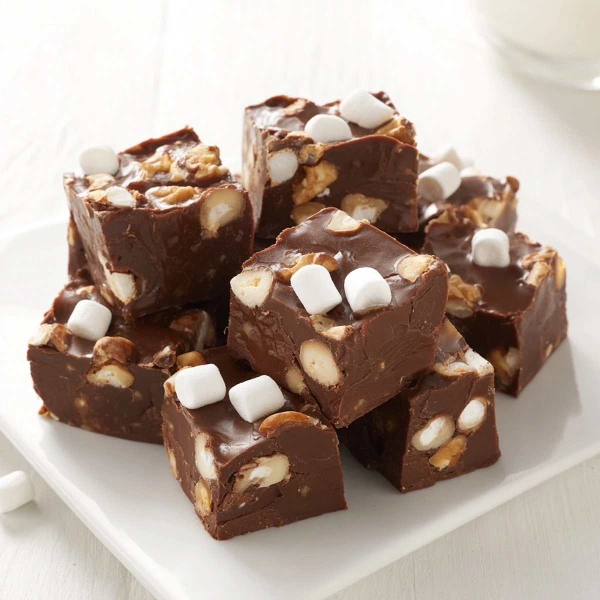 Warm, melted Easy Marshmallow Fudge with visible mini marshmallows swirling, a perfect dessert.