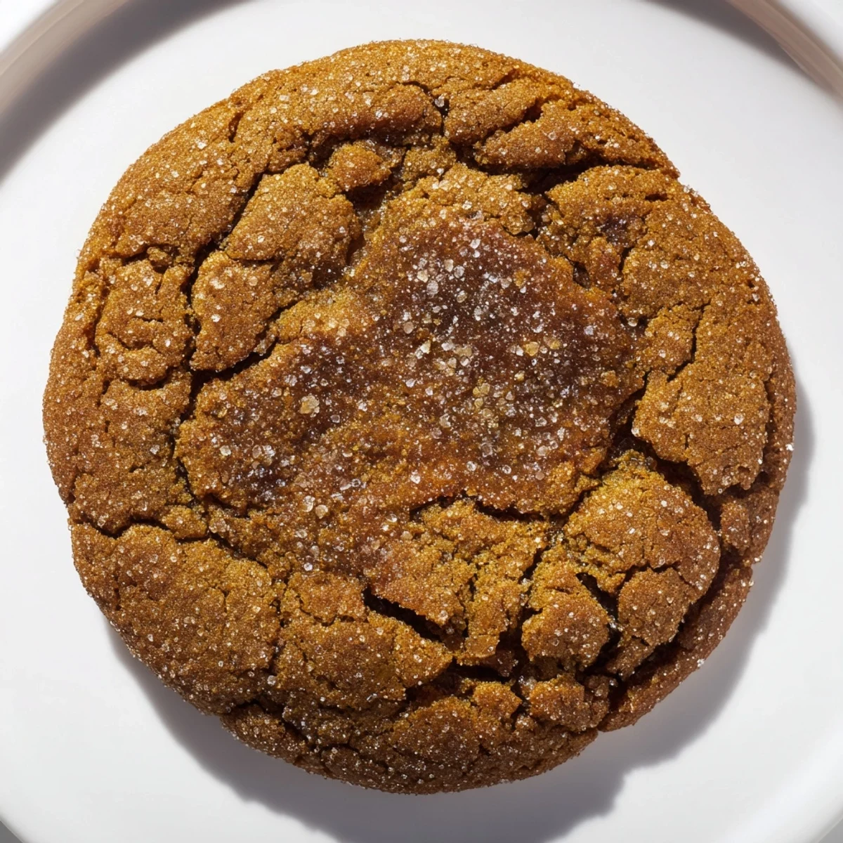 Warm, golden Chewy Soft Molasses Cookies piled on a plate, with a dusting of sugar ready to be enjoyed.