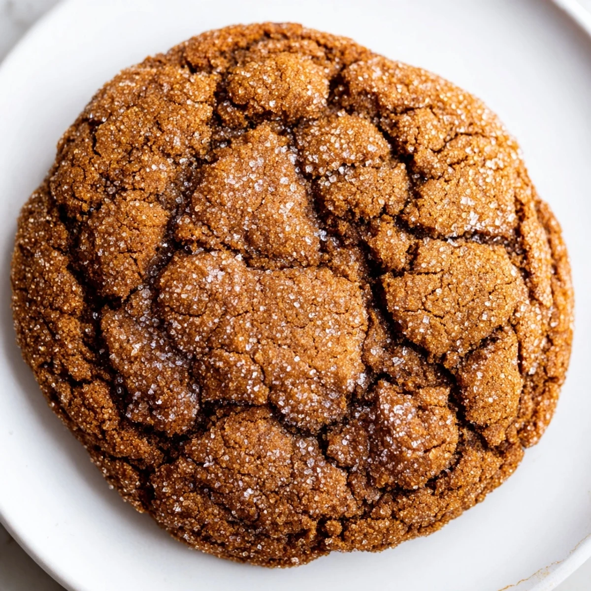 Close-up of freshly baked Chewy Soft Molasses Cookies; soft centers promise the perfect chewy texture and rich flavor.