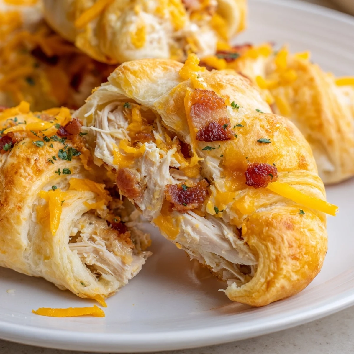 Golden-brown Cheesy Chicken and Bacon Crescent Rolls, a savory appetizer baked to perfection.