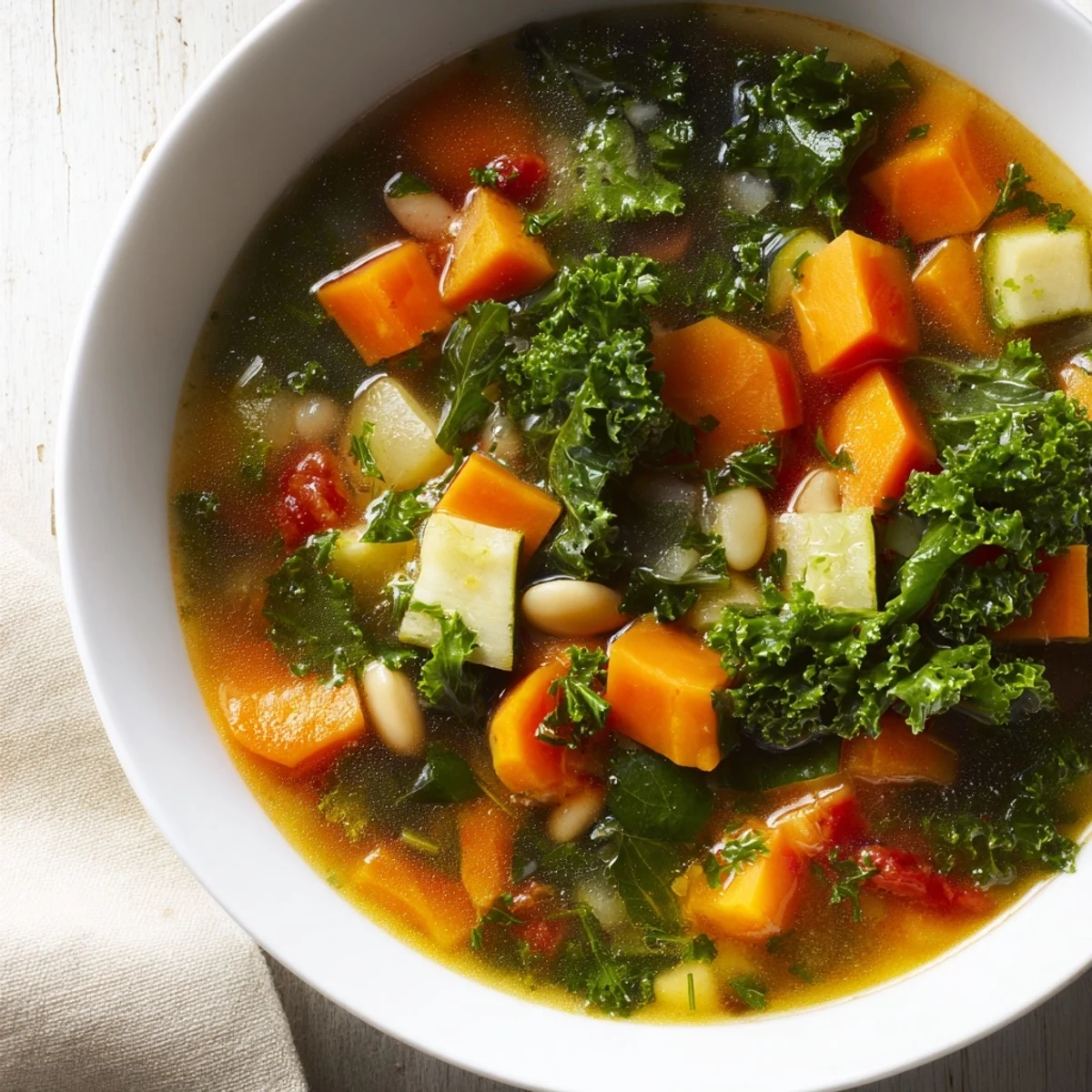 Flavorful Veggie-Packed Minestrone Christmas Pasta Pot with fresh herbs and Parmesan, ready for a comforting December meal.