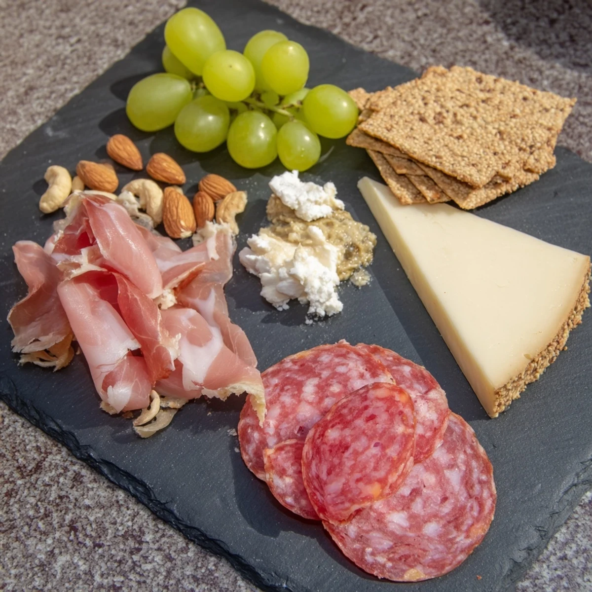 Delectable Charcuterie Board for One: a beautifully arranged solo appetizer featuring cured meats and cheese.