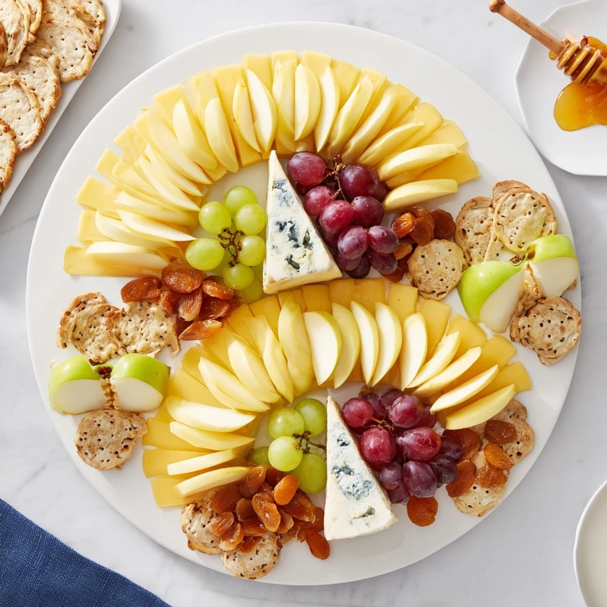 Sophisticated Art Deco Arch Cheese Platter, showcasing creamy brie, Gruyère, and a selection of cheese.