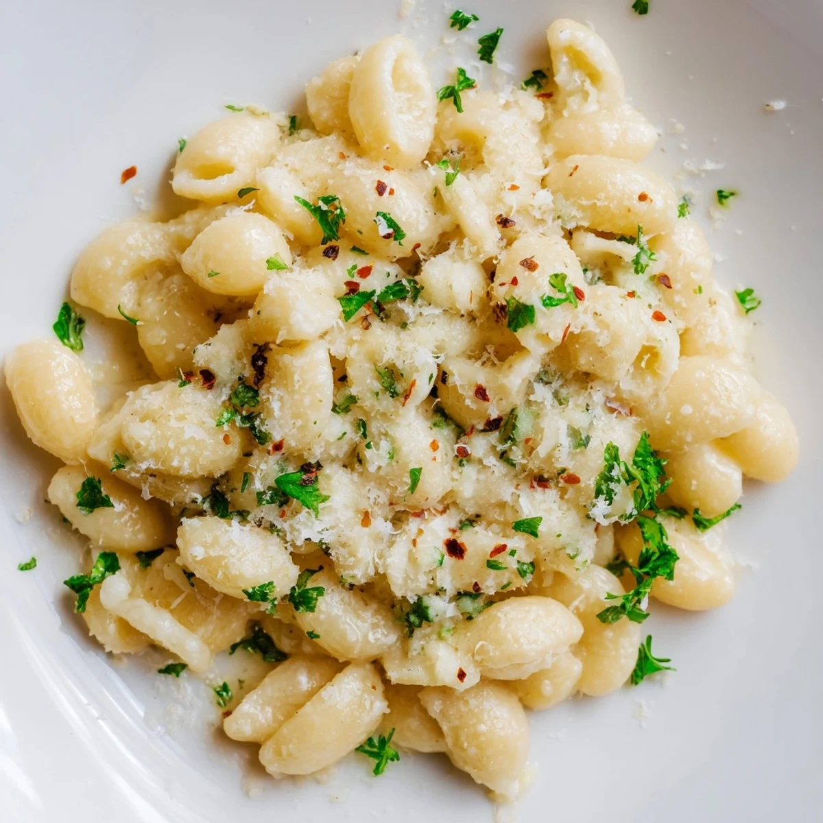 Enjoy a forkful of this delicious ditalini pasta, a comforting Italian-American garlic treat.