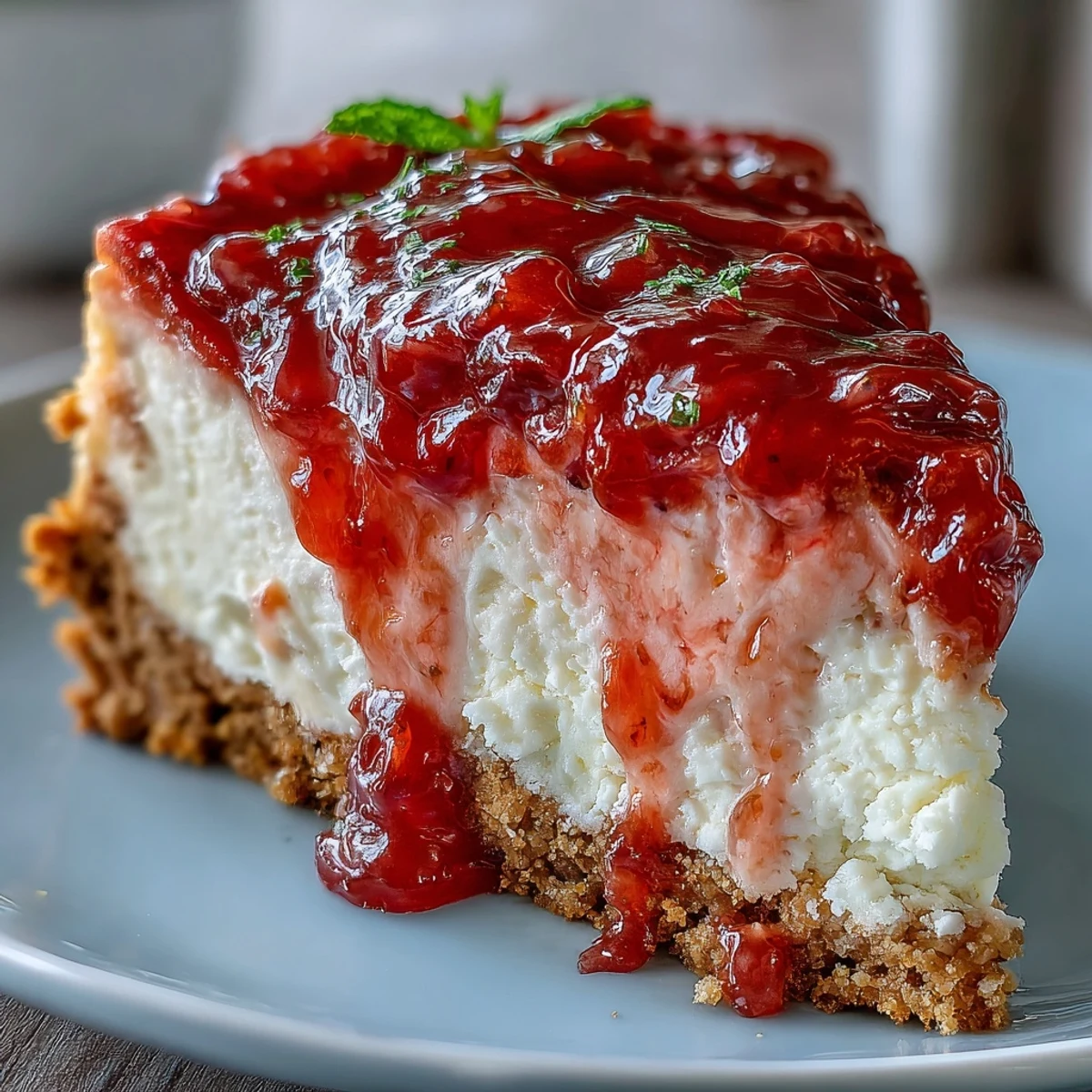 Freshly baked Guava Cheesecake with a vibrant pink swirl on a crispy Maria cookie base, ready to slice.