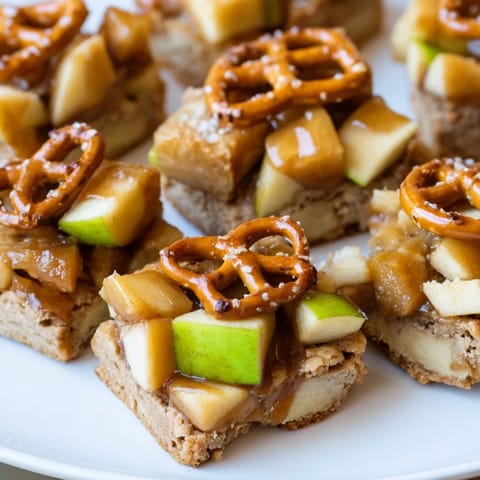 Caramel Apple Spicy Pretzel Bars