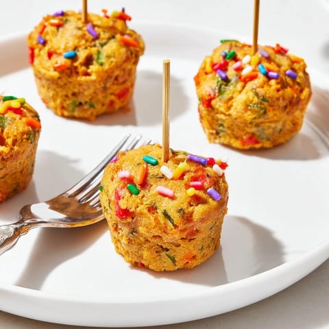 Deliciously fluffy Chili Garlic Funfetti Muffin Pops, bursting with flavor and fun sprinkles.  