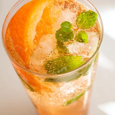 Sparkling homemade Probiotic Soda Mocktail served over ice, ideal for summer.  
