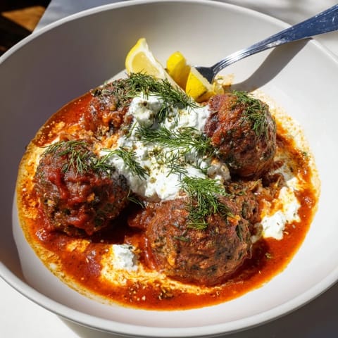 Tender Instant Pot Greek-Style Meatballs bathing in a rich tomato sauce, ready to be enjoyed.