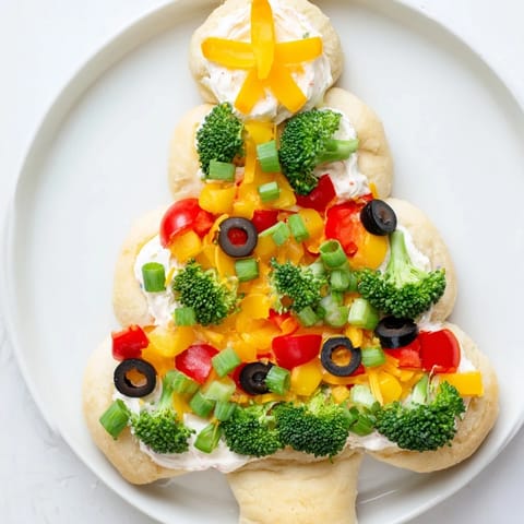 Easy Christmas Tree Veggie Pizza