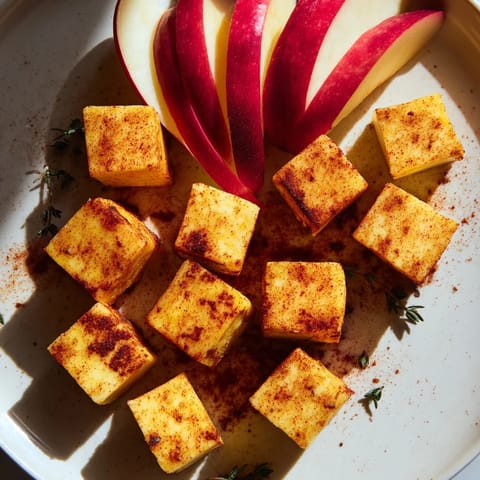 Smoked paprika coats golden cheese cubes in this The Autumn Ember Fall gathering appetizer.