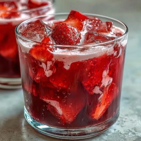 A vibrant pink Starburst refresher with strawberry acai juice, coconut milk, and fresh berries, served chilled in a tall glass.
