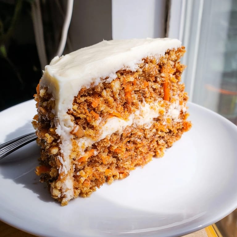 Mouthwatering slices of healthy carrot cake, packed with oats and shredded carrots.  
