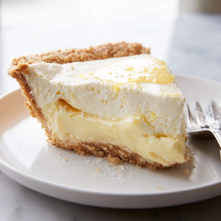 Golden-brown crust of water pie showcasing a delicate custard-like filling.  