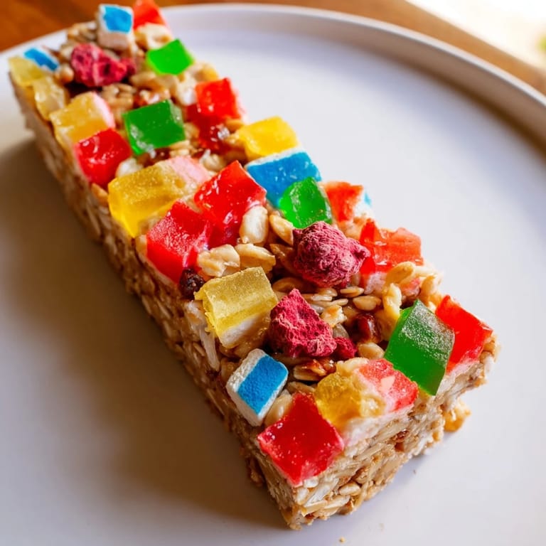 Delectable homemade gummies mixed into wholesome DIY snack bars with crispy fruit bits.  