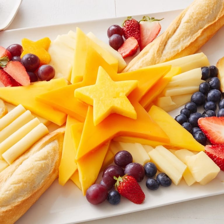Delicious Shooting Star Snack Board offers an array of textures and tastes, including sweet honey and savory cheeses.