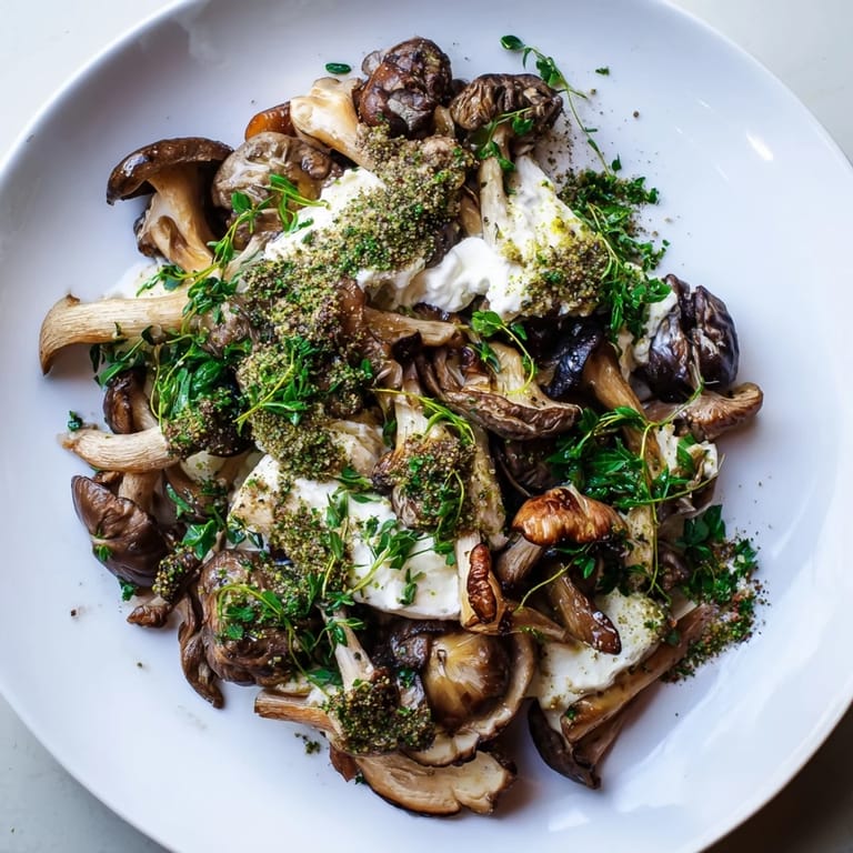 Savor the earthy goodness of this mushroom and moss platter, perfect for a cottagecore appetizer spread.
