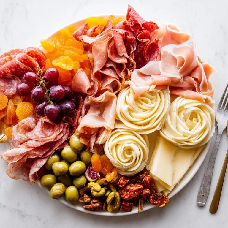 Impeccably arranged Advanced Artisan Array, perfect for entertaining with cured meats, gourmet cheeses, and colorful garnishes.