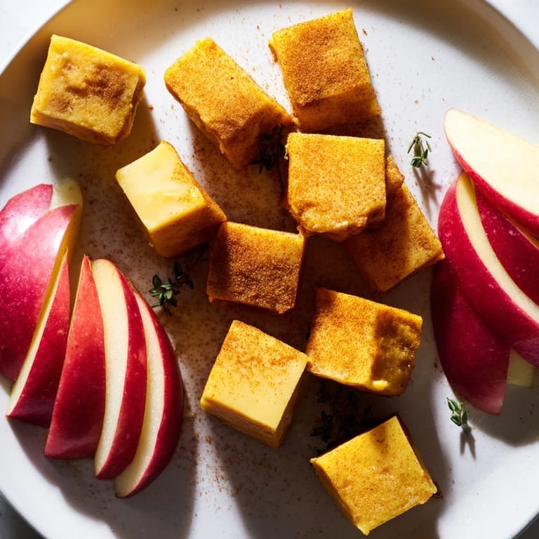 A beautiful display of The Autumn Ember: apples and cheeses arranged like glowing embers, ready to serve.