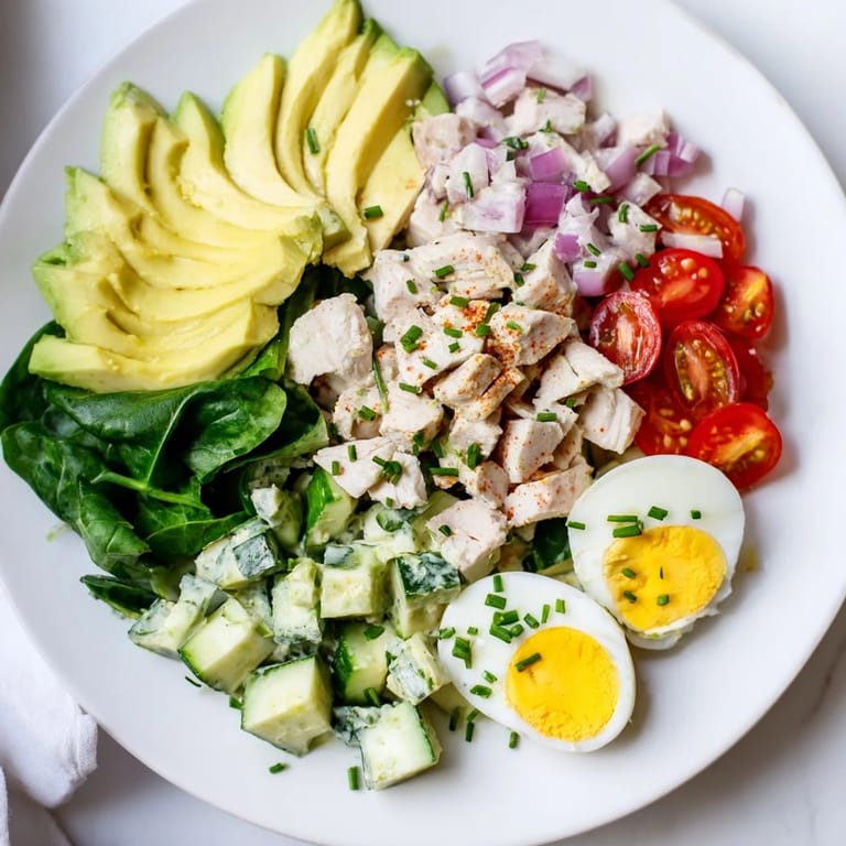 Fresh High-Protein Chicken and Egg Salad, perfectly chilled and ready for a satisfying lunch.