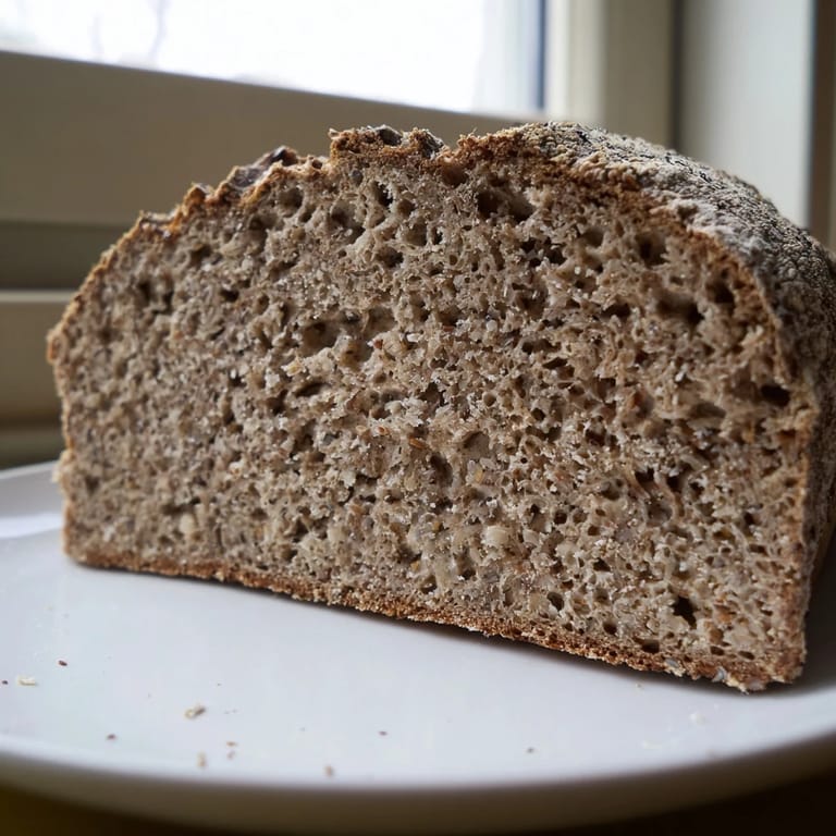 This loaf of Latvian Rupjmaize shows a perfect, crusty exterior, ready for slicing and enjoying.