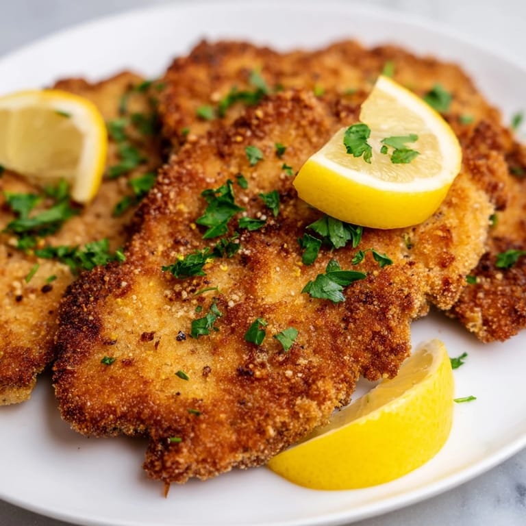 A close-up of a beautifully fried German Schnitzel cutlet, a classic German dish ready to savor.