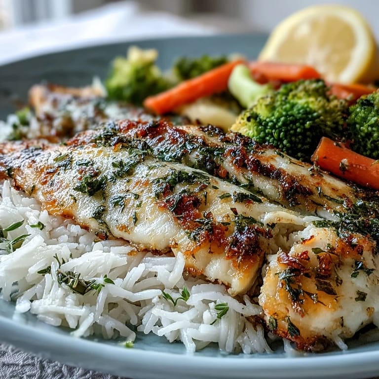 Tender tilapia over fluffy rice with carrots and broccoli, served warm in bowls.