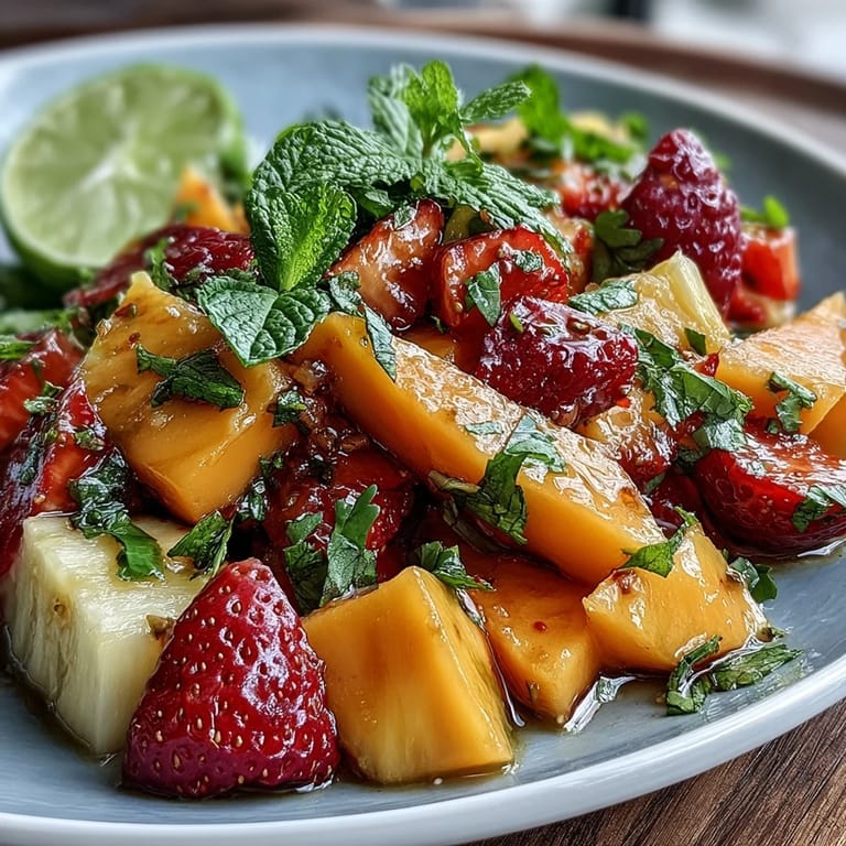 Colorful display of sliced mango, pineapple, and dragon fruit arranged artfully, ideal for festive gatherings or brunch buffets.