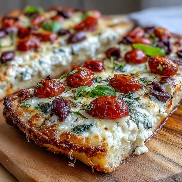 Savory cottage cheese flatbread pizza features a tender, cheesy base, bubbling mozzarella, and fresh basil garnish for a delicious, high-protein meal.