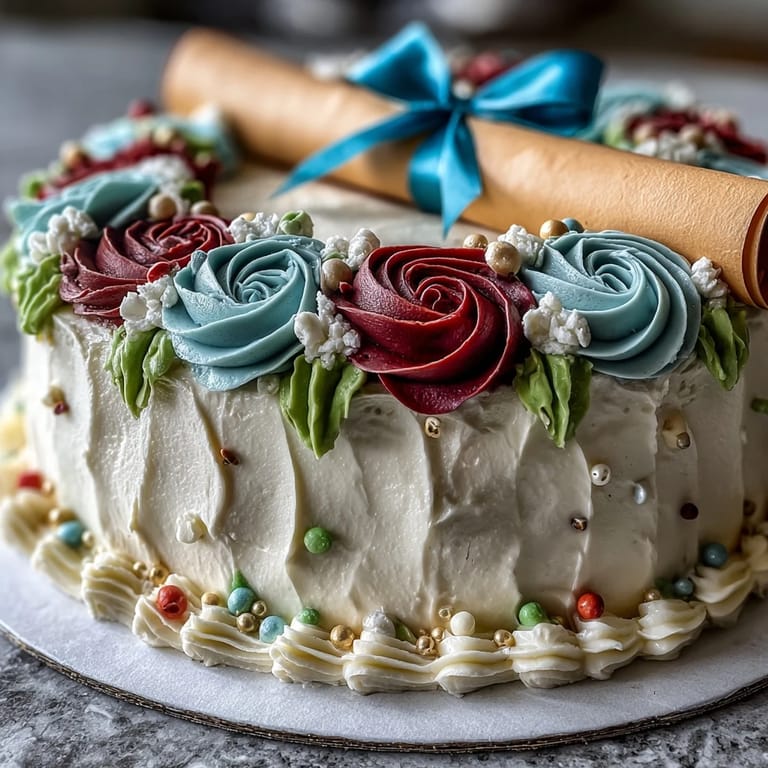Celebrate with a decorated sheet cake featuring buttercream roses and an edible diploma, making every graduate feel special.