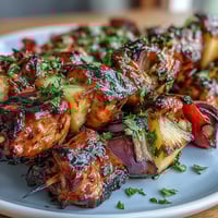 Grilled pineapple chicken skewers with juicy chicken and sweet pineapple chunks, perfect for summer cookouts.